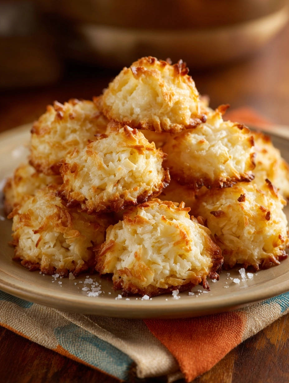 Easy Coconut Macaroons Close Up Plated 1