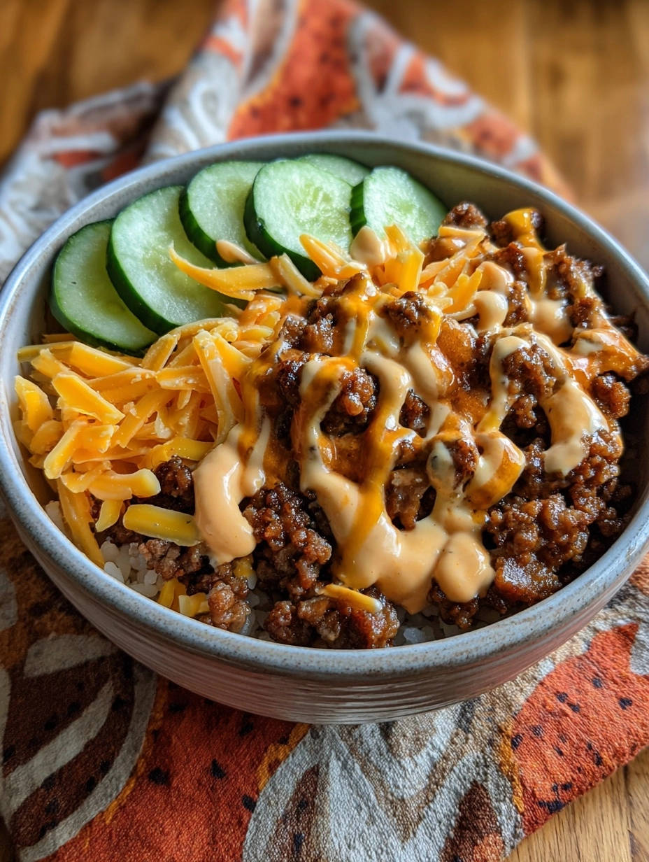 Speedy Savory Beef Rice Bowl Close Up Served