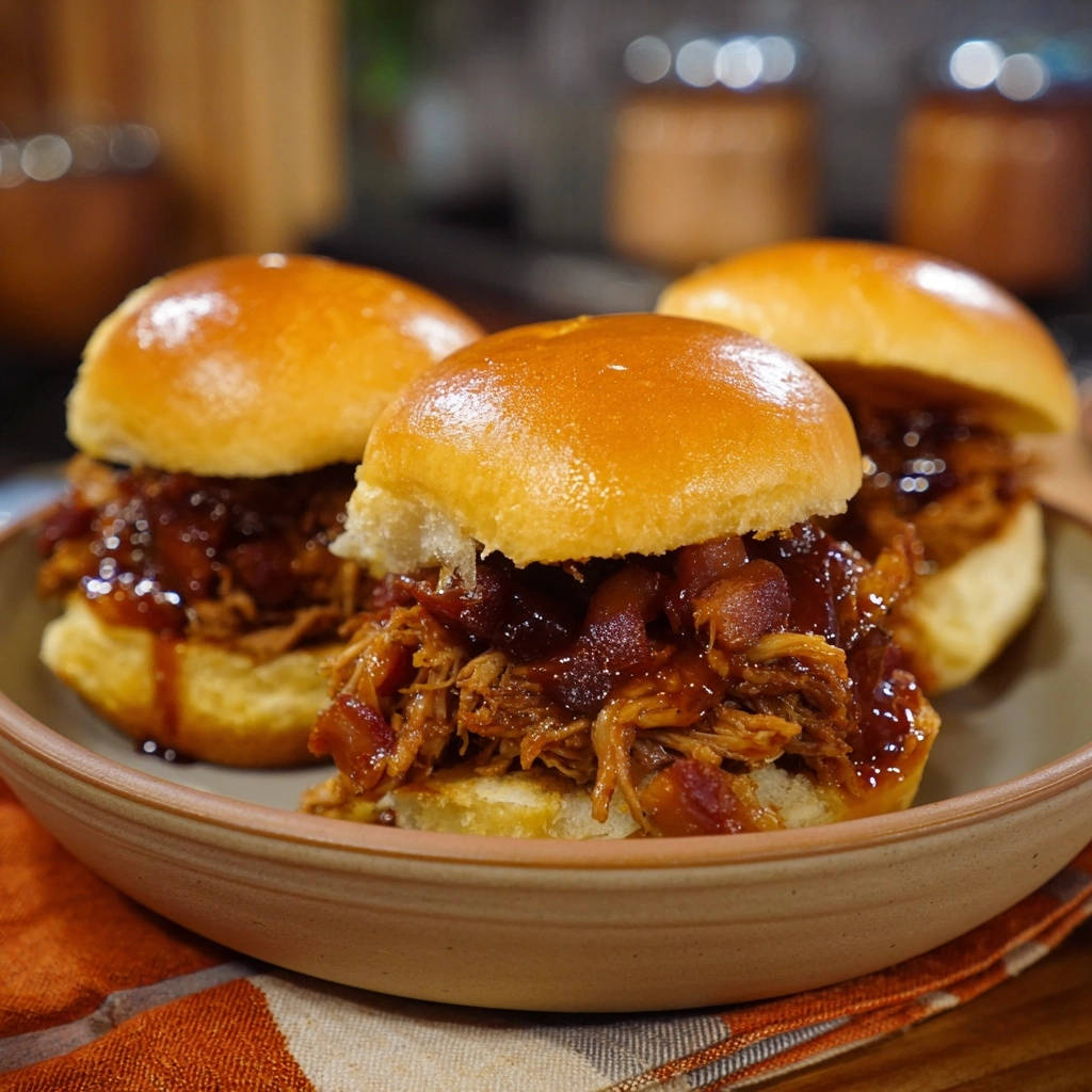 Bbq Bacon Sliders Close Up Plated 1
