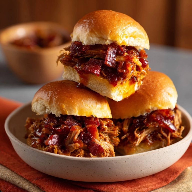 Bbq Bacon Sliders Stacked Close Up