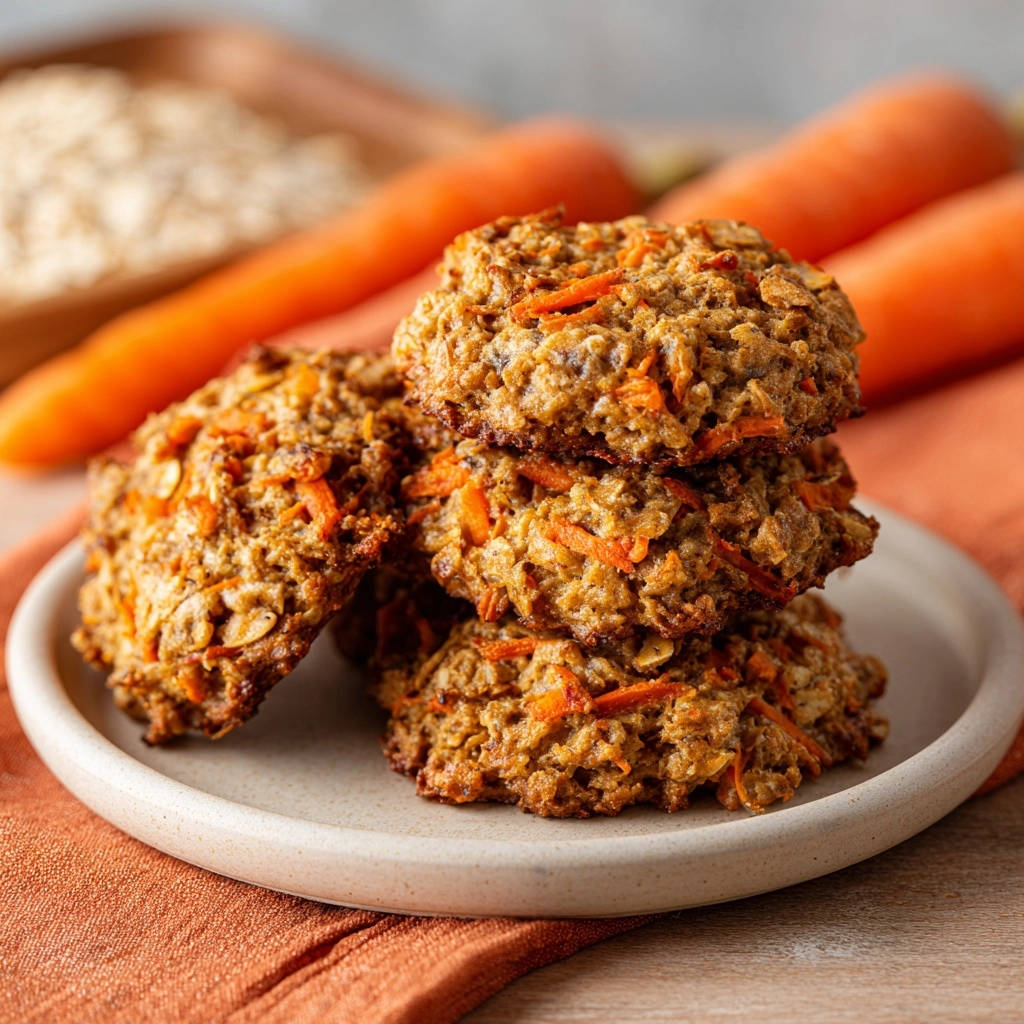 Carrot Oatmeal Cookies Stacked Close Up 1