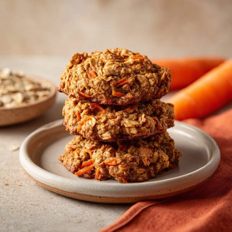 Carrot Oatmeal Cookies Stacked On Plate