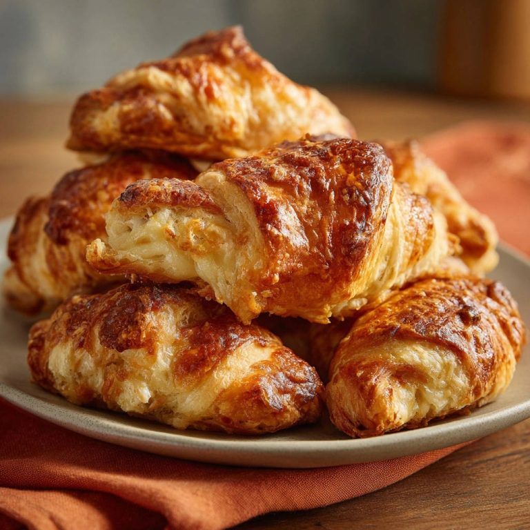 Cheesy Puff Pastry Croissants Close Up Detail