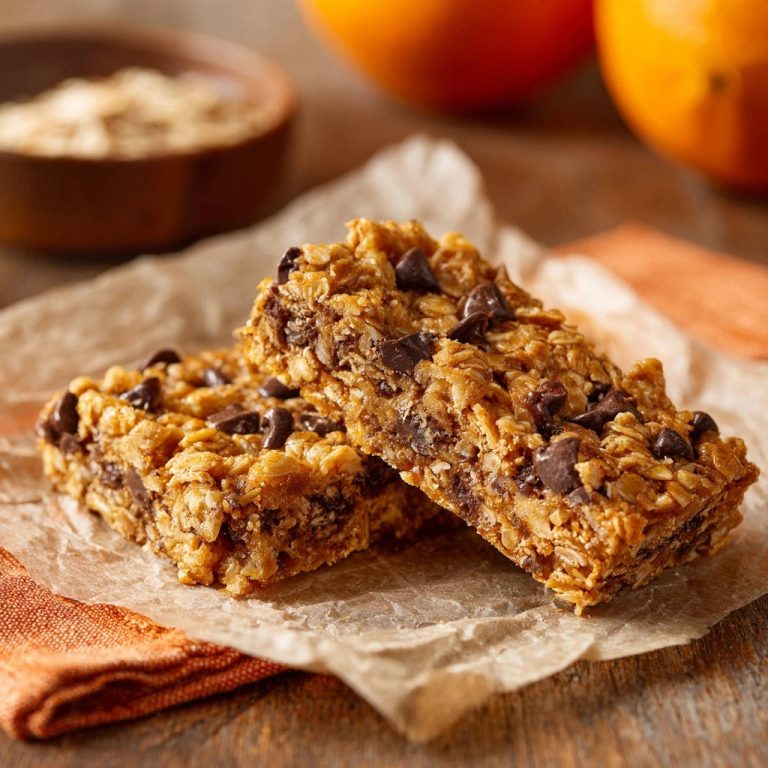Chewy Chocolate Chip Oatmeal Bars Close Up