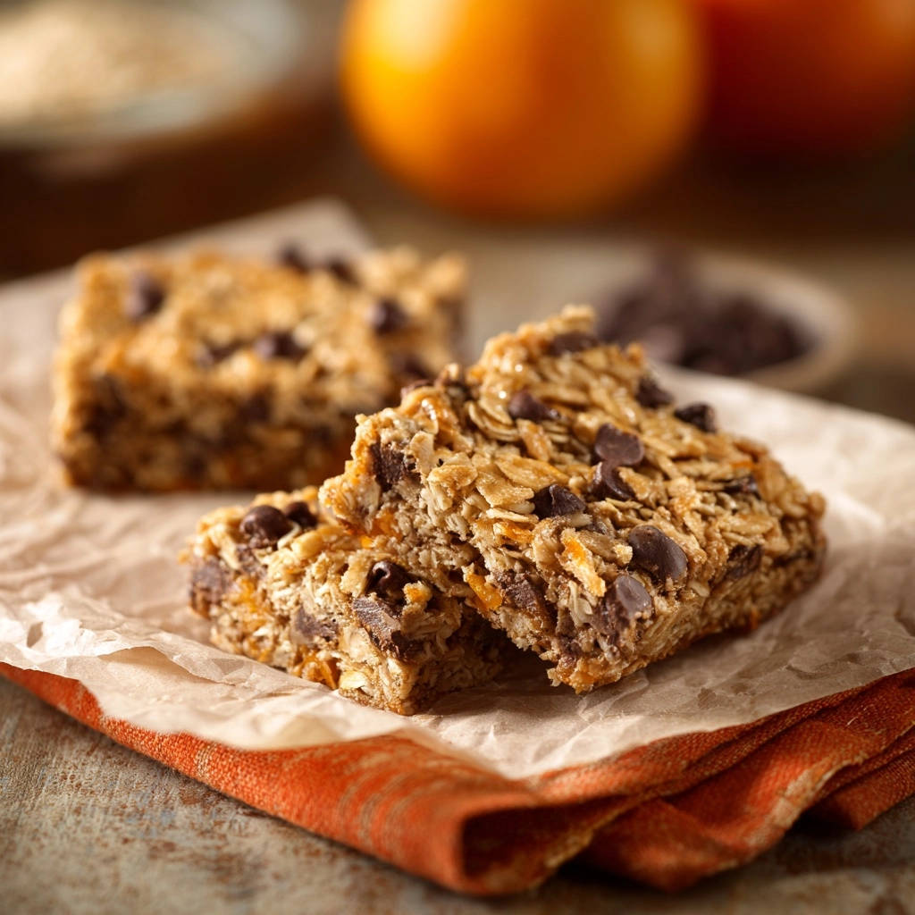 Chewy Chocolate Chip Oatmeal Bars Close Up Detail 1