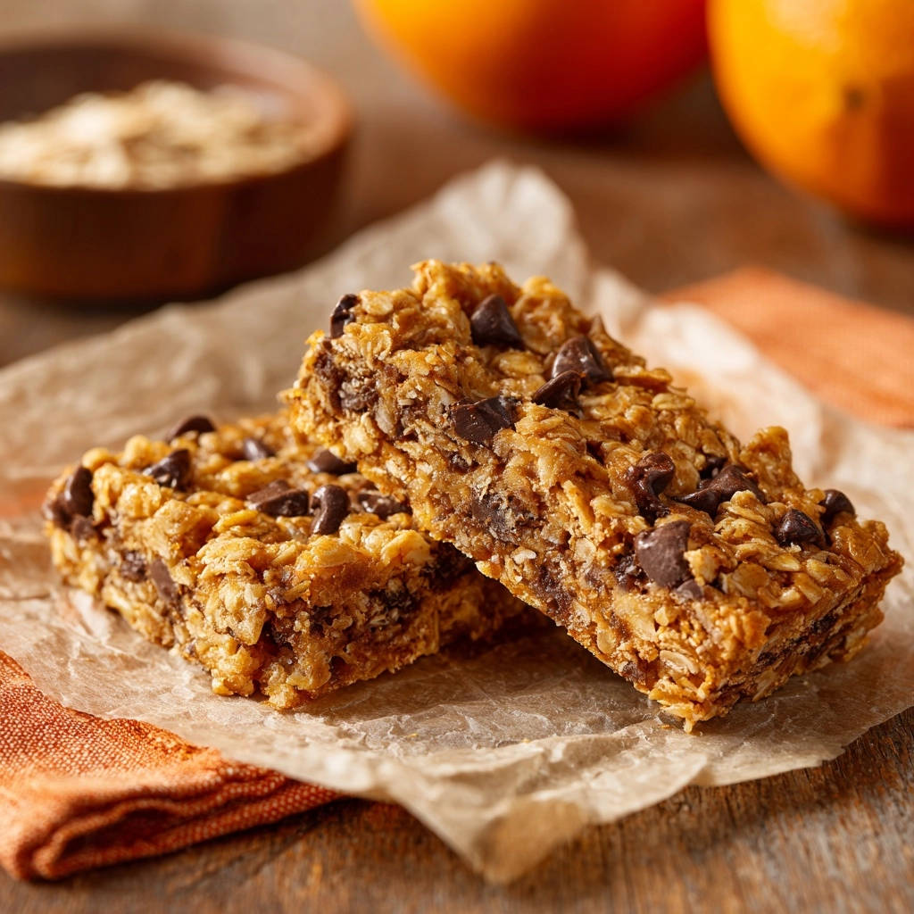 Chewy Chocolate Chip Oatmeal Bars Close Up