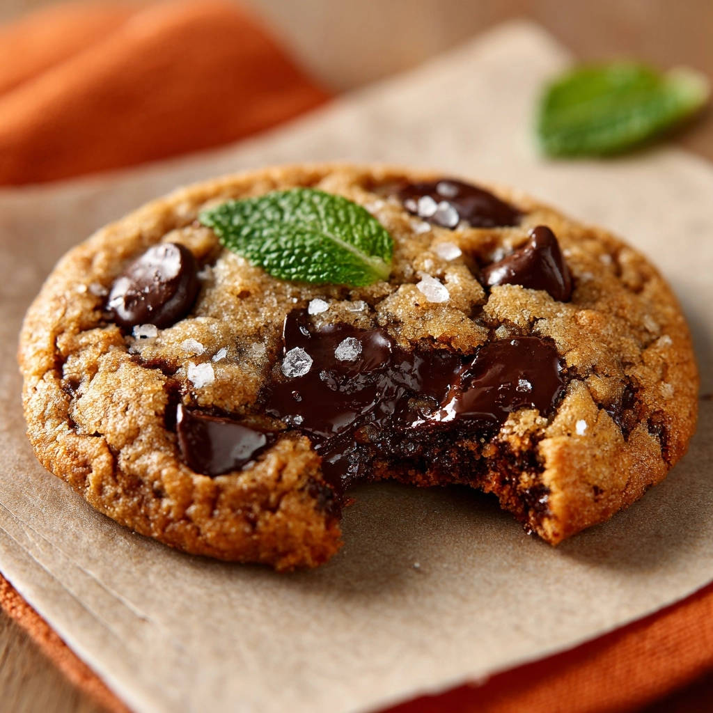 Chocolate Chip Sea Salt Cookies Close Up Bite 1