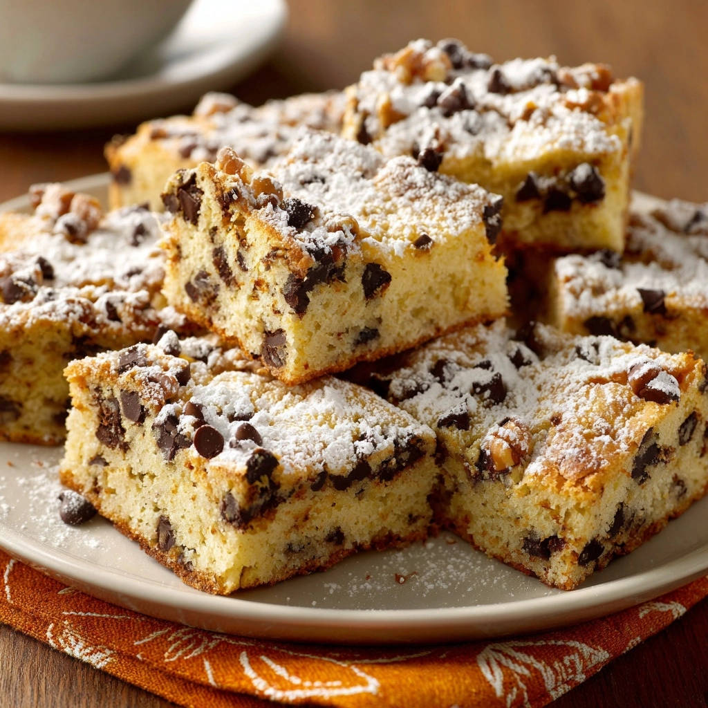 Chocolate Chip Walnut Blondies Close Up Plated