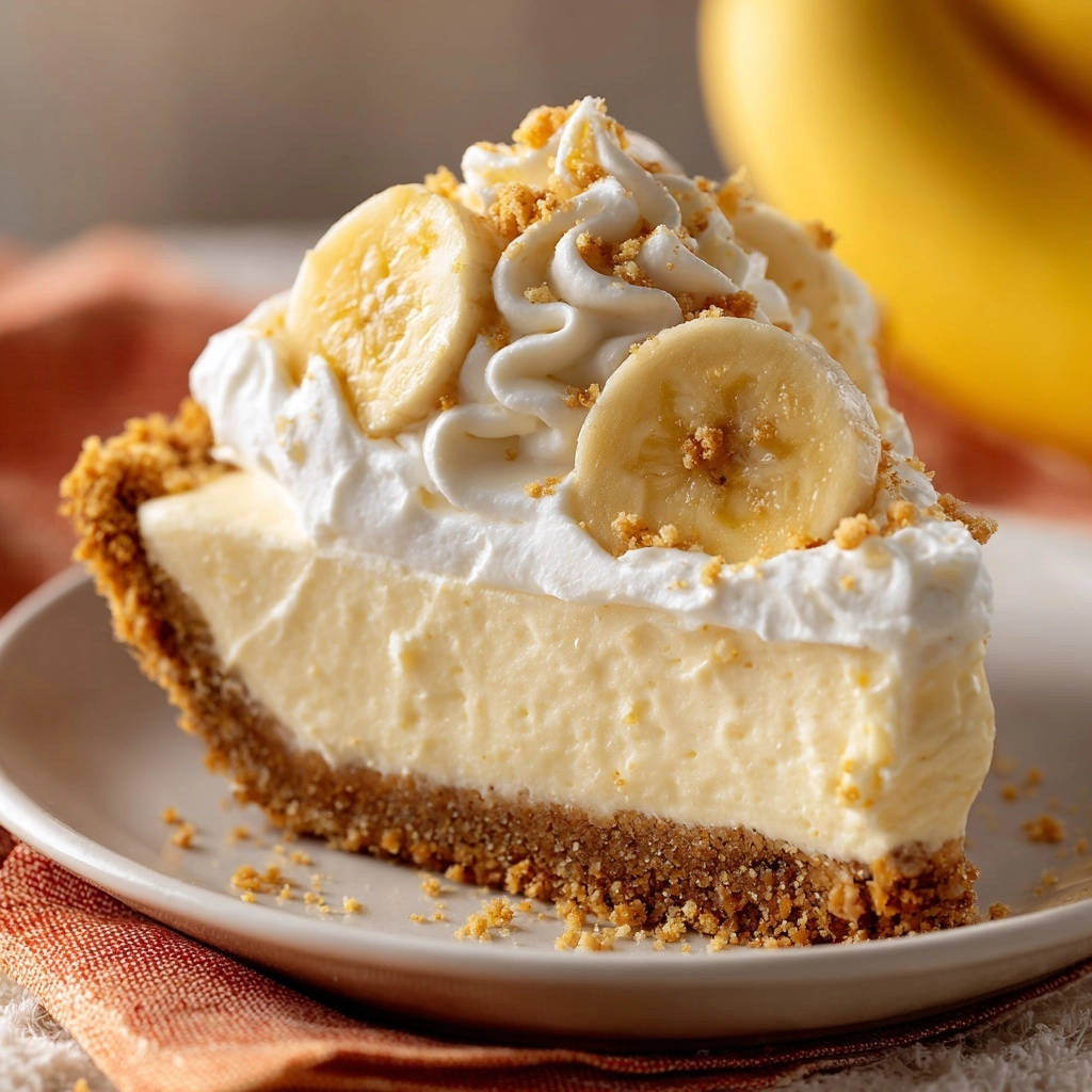 Classic Banana Cream Pie Close Up Cross Section