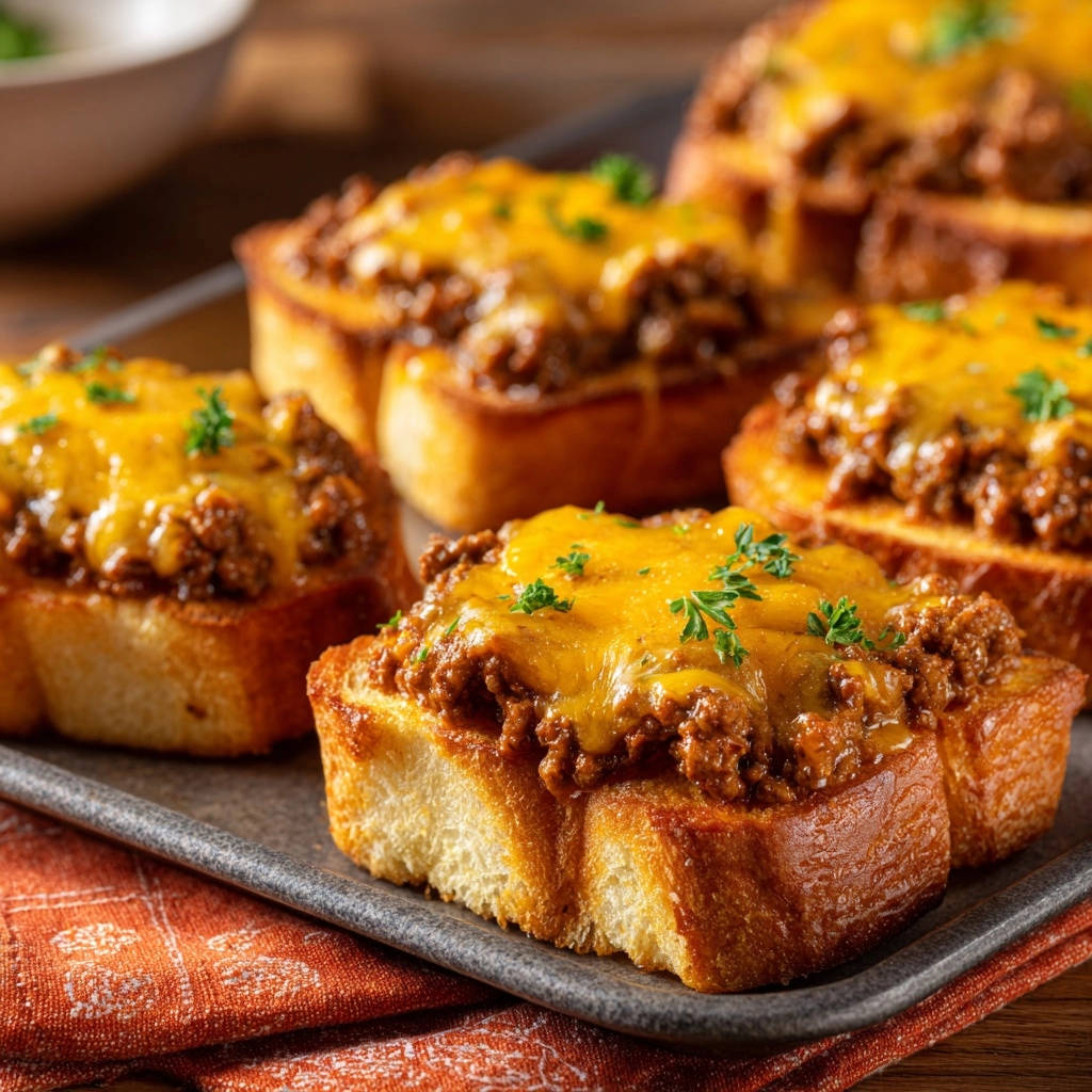 Classic Cheesy Beef Melts Close Up Detail