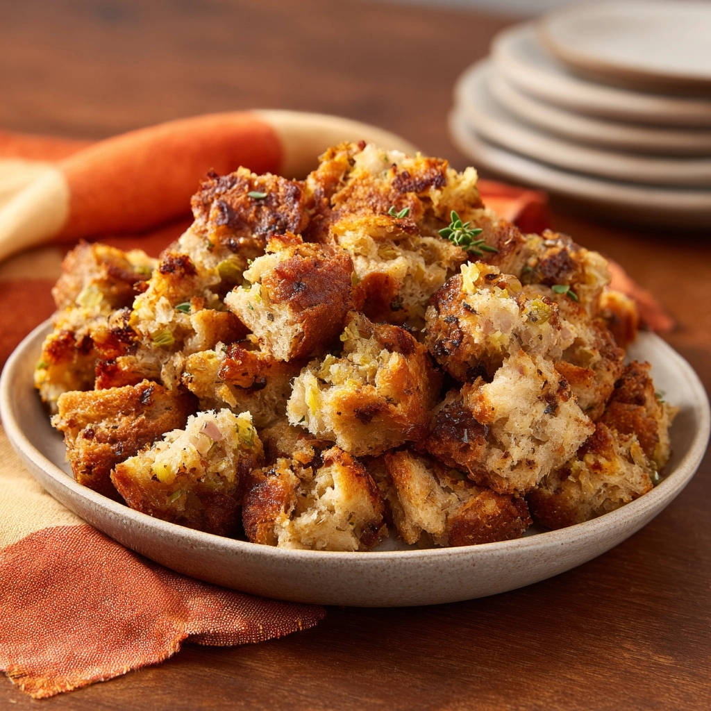 Classic Herb Stuffing Close Up Plated