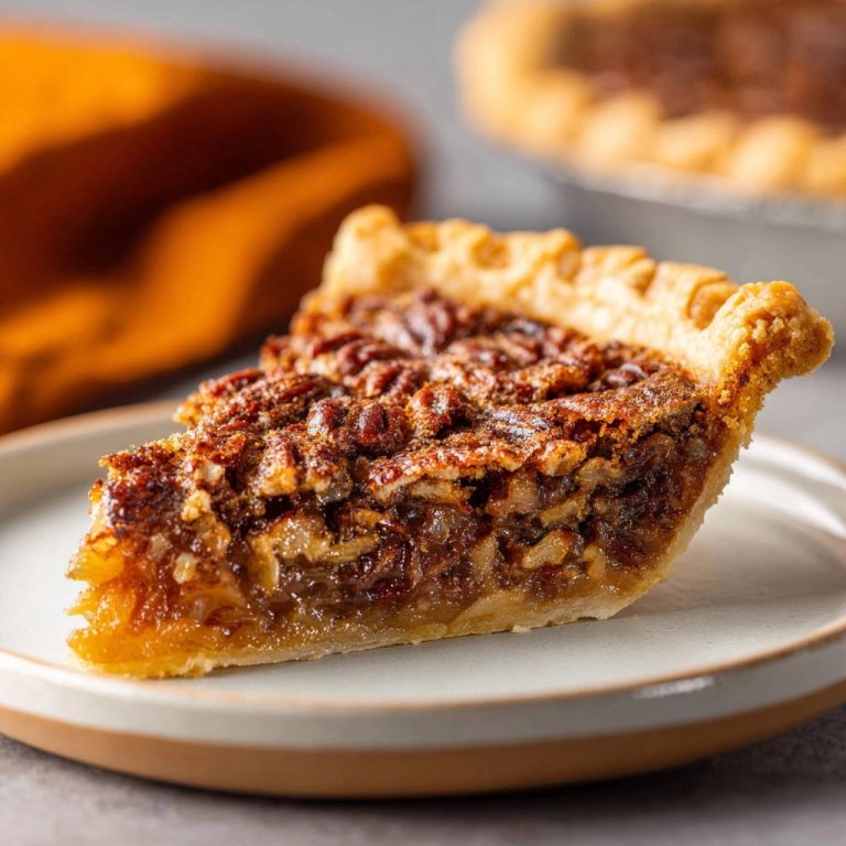 Classic Pecan Pie Close Up Cross Section