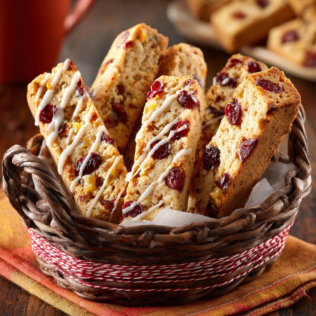 Cranberry Orange Biscotti Close Up Basket