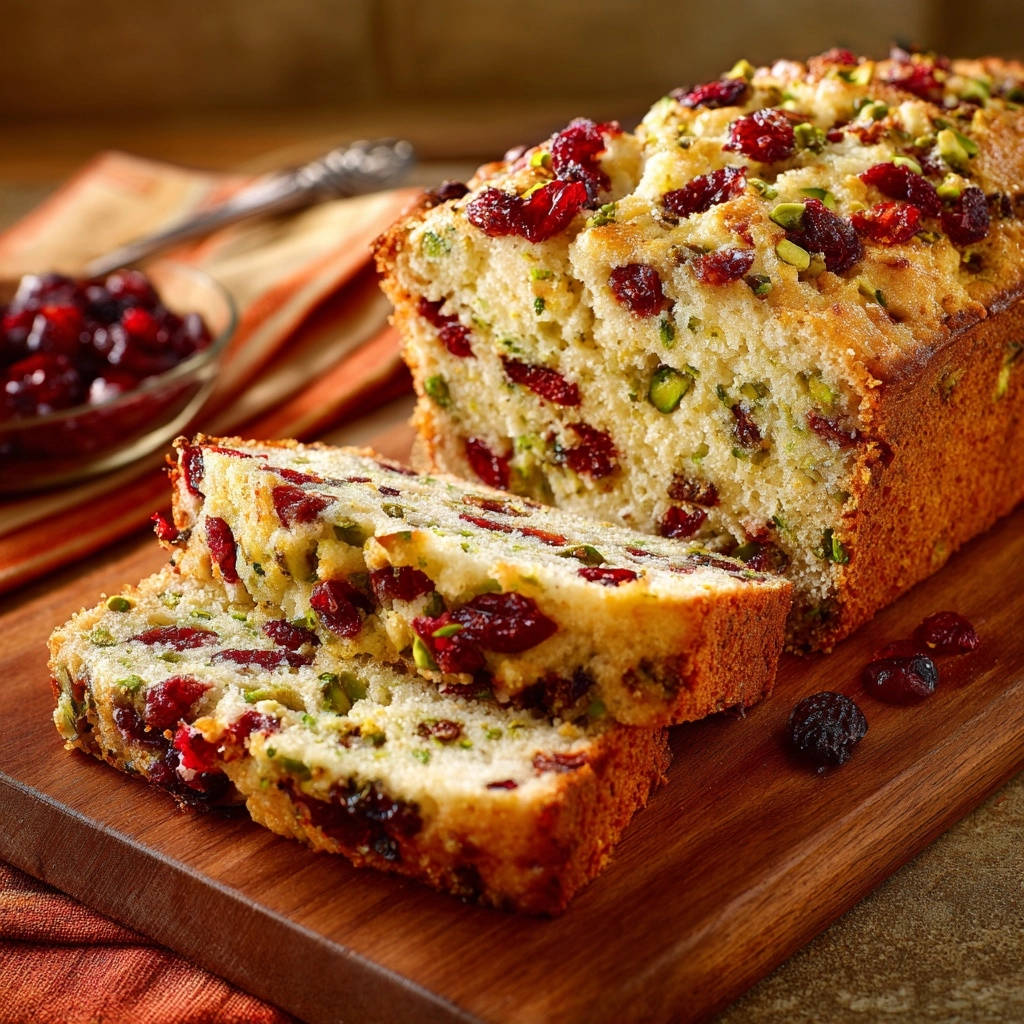 Cranberry Pistachio Loaf Sliced Cross Section