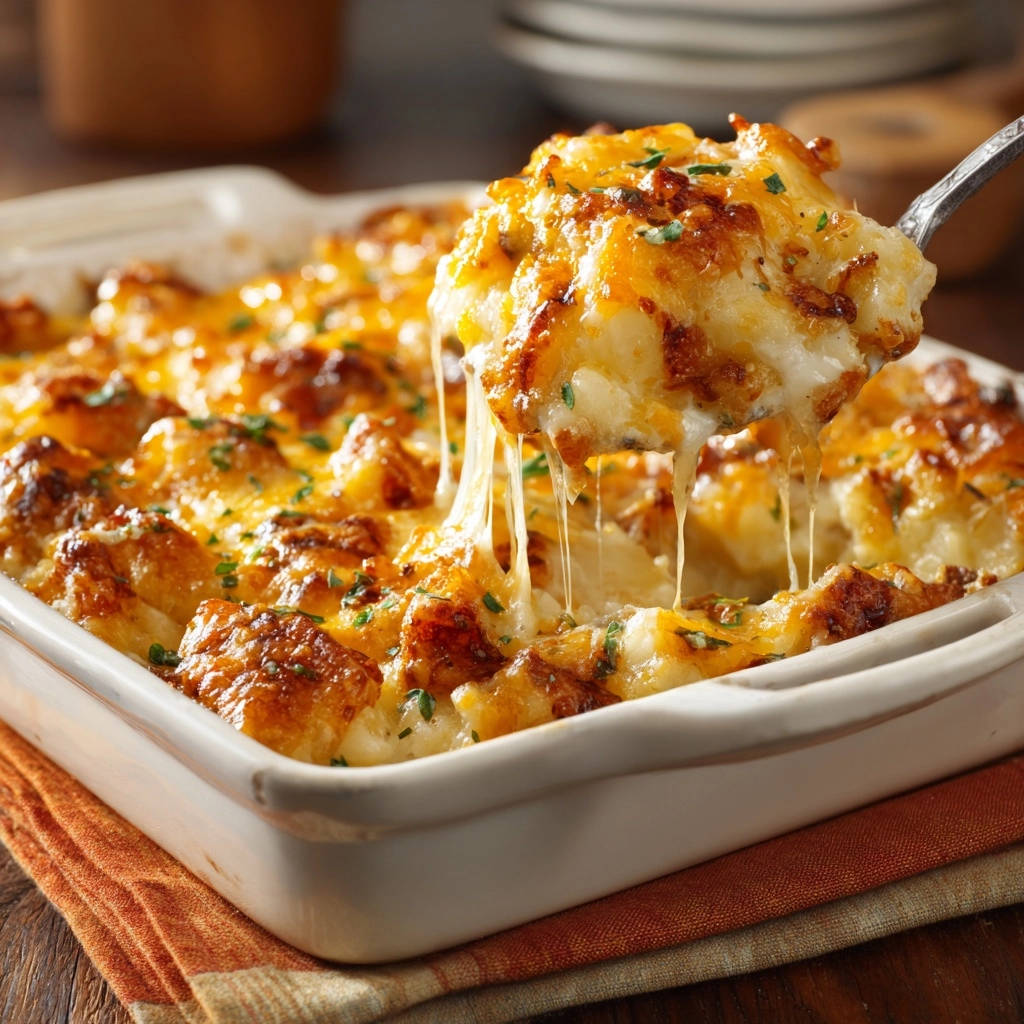 Creamy Cheesy Potato Bake Cheese Pull 1