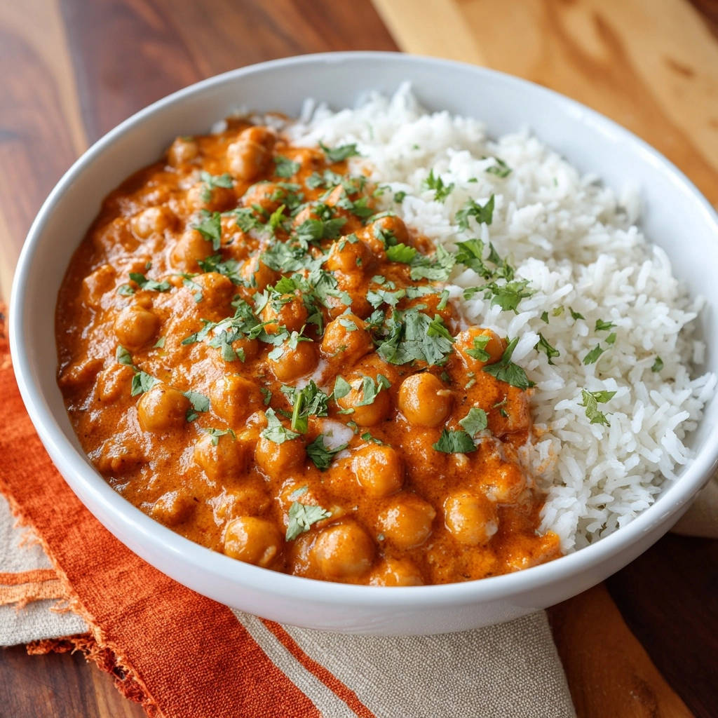 Creamy Chickpea Curry Overhead Shot