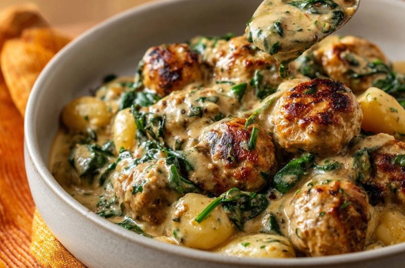 Creamy Gnocchi & Meatball Skillet