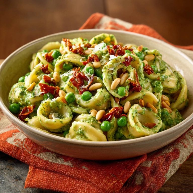 Creamy Pesto Orecchiette Close Up Detail