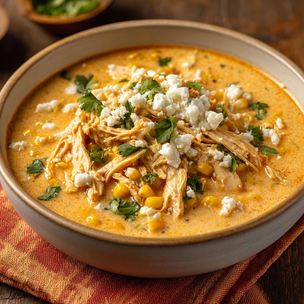 Creamy Southwest Chicken Chili Close Up Bowl