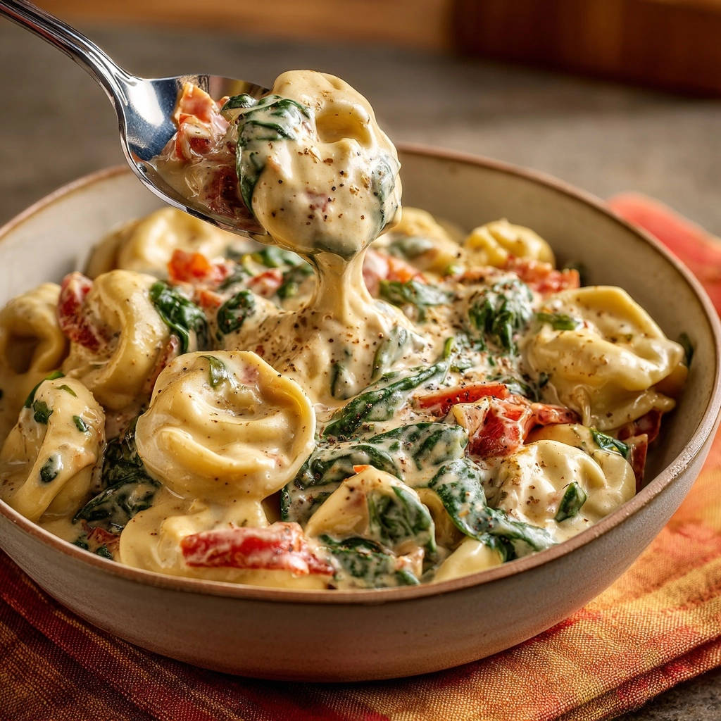 Creamy Tortellini Spinach Tomatoes Spoonful 1