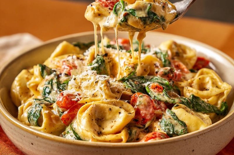 Creamy Tortellini with Spinach & Tomatoes