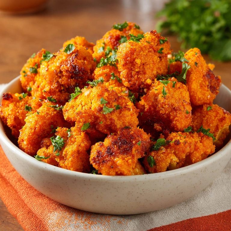 Crispy Buffalo Cauliflower Bites Close Up Detail