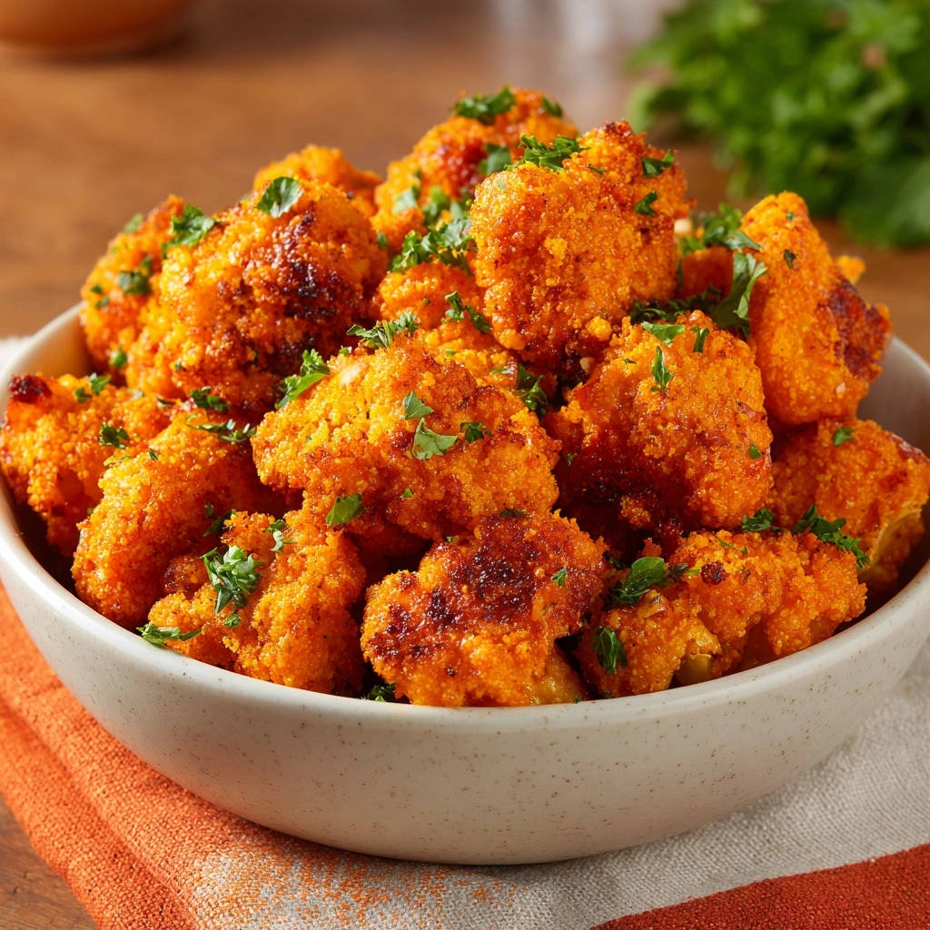 Crispy Buffalo Cauliflower Bites Close Up Detail