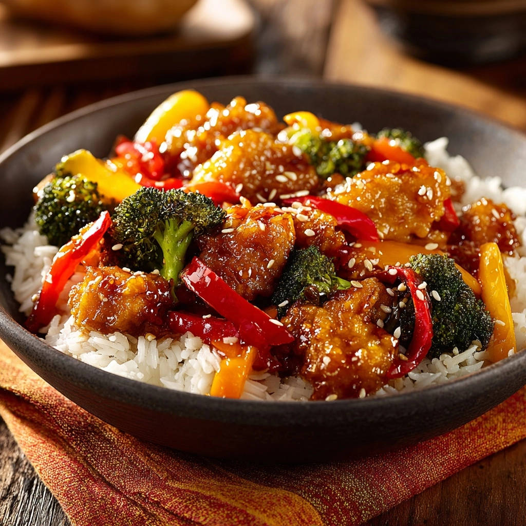 Crispy Sesame Chicken Stir Fry Close Up 1