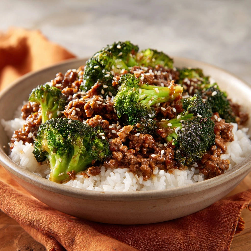 Easy Beef Broccoli Bowl Close Up