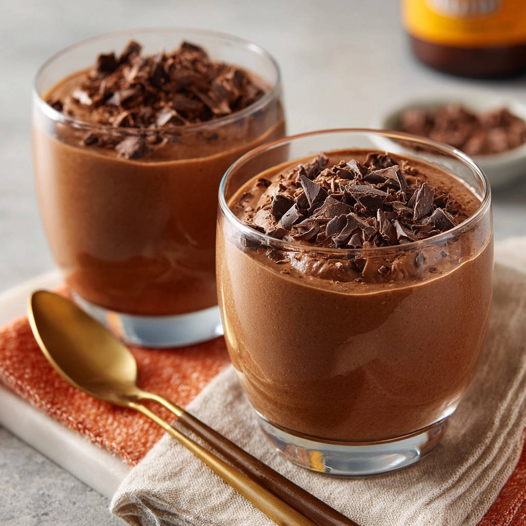 Easy Chocolate Mousse Garnished Close Up 1