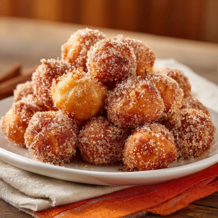 Easy Cinnamon Sugar Donut Holes Close Up