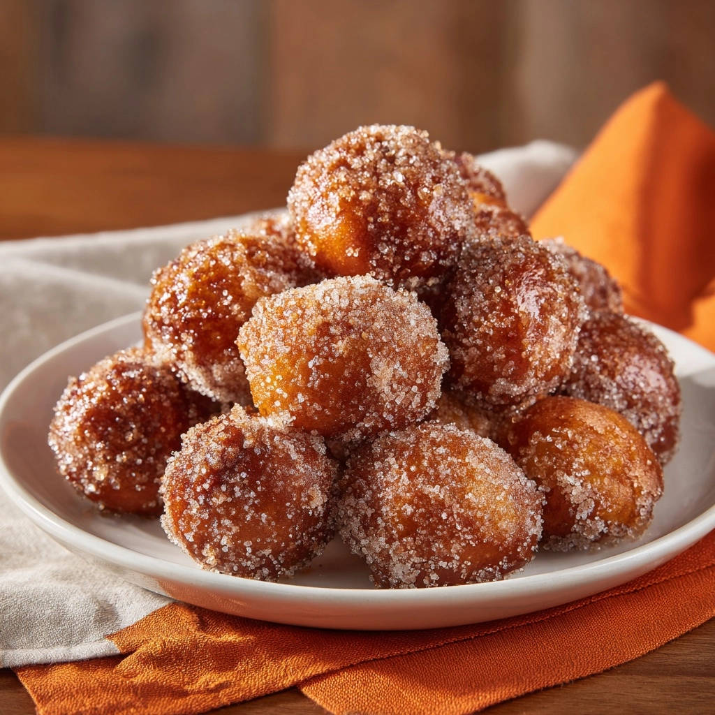 Easy Cinnamon Sugar Donut Holes Close Up Plated 1