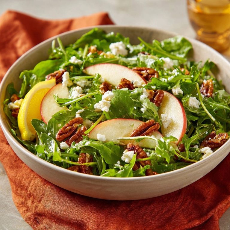Fresh Apple Pecan Arugula Salad Close Up