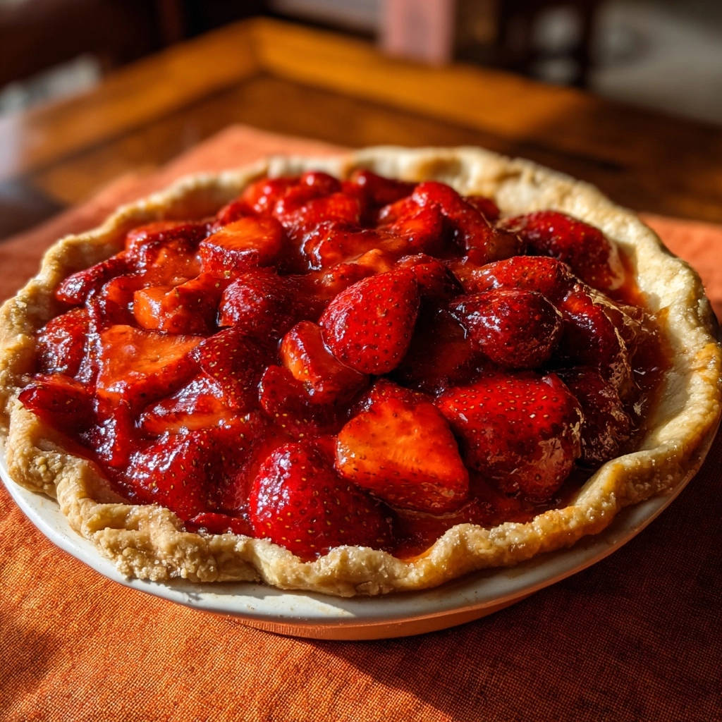 Fresh Strawberry Pie Close Up Of Filling 1