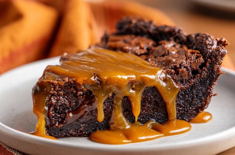 Fudgy Caramel Brownie Pie