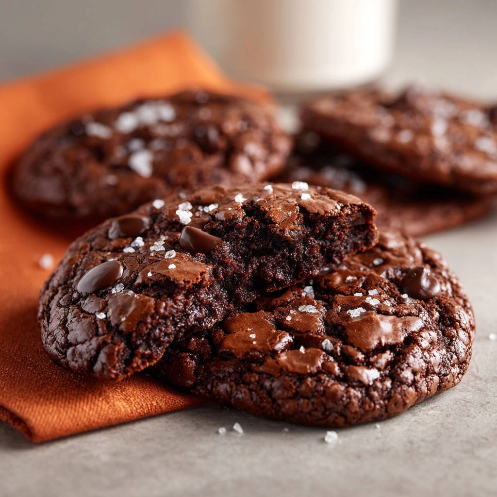 Fudgy Salted Chocolate Cookies Cross Section