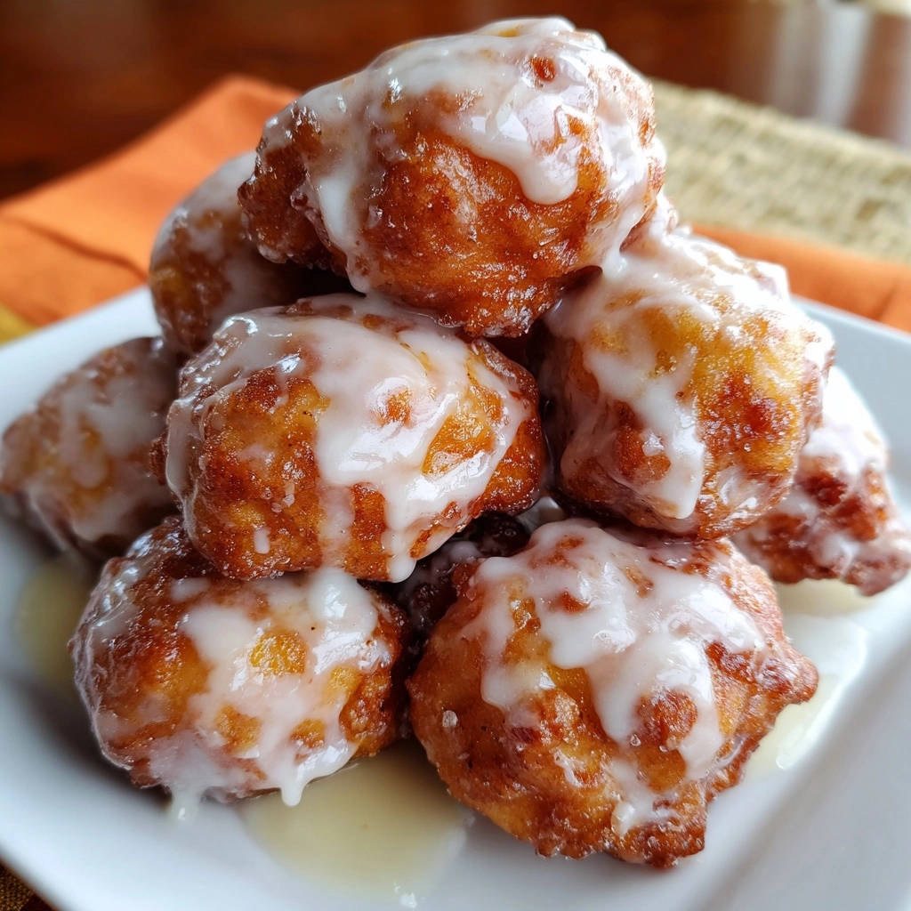 Glazed Donut Fritters Close Up With Glaze