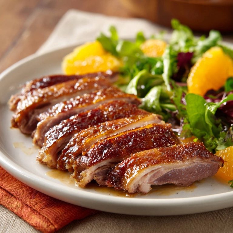 Glazed Duck Breast Orange Salad Plated