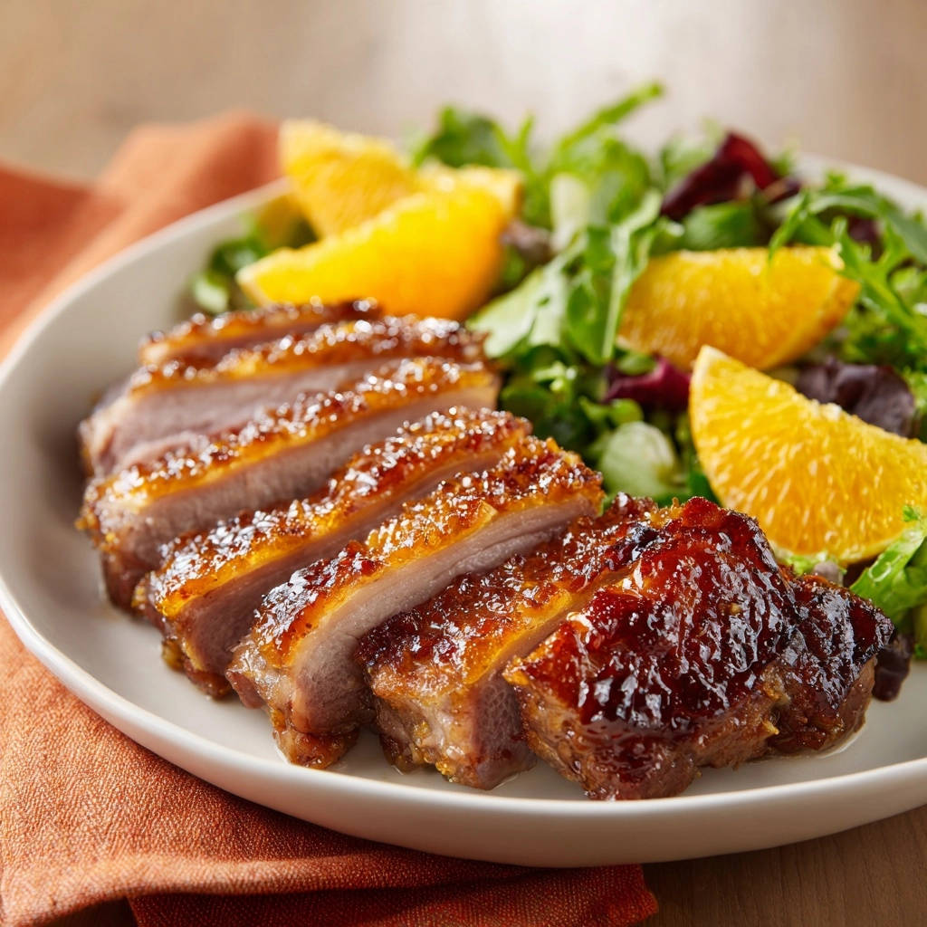 Glazed Duck Breast Orange Salad Plated Close Up 1