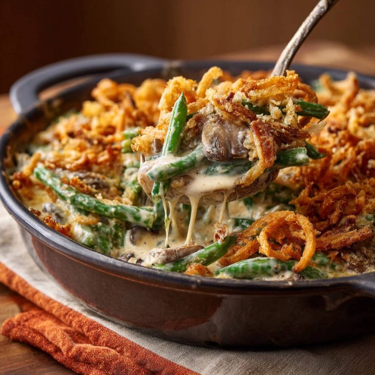 Green Bean Casserole Spoonful Close Up