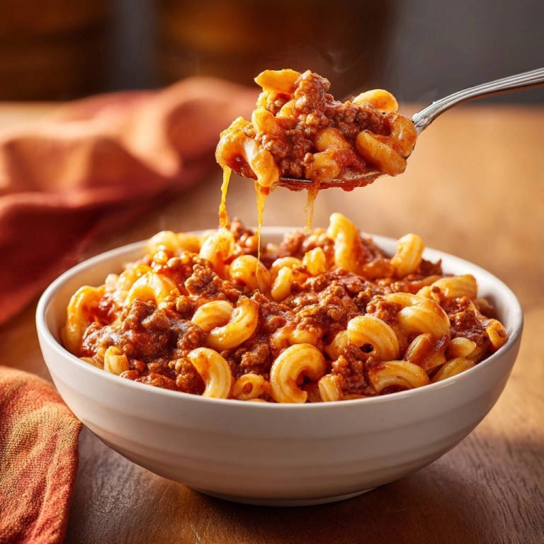 Hearty Beef Macaroni Spoonful Dripping Sauce