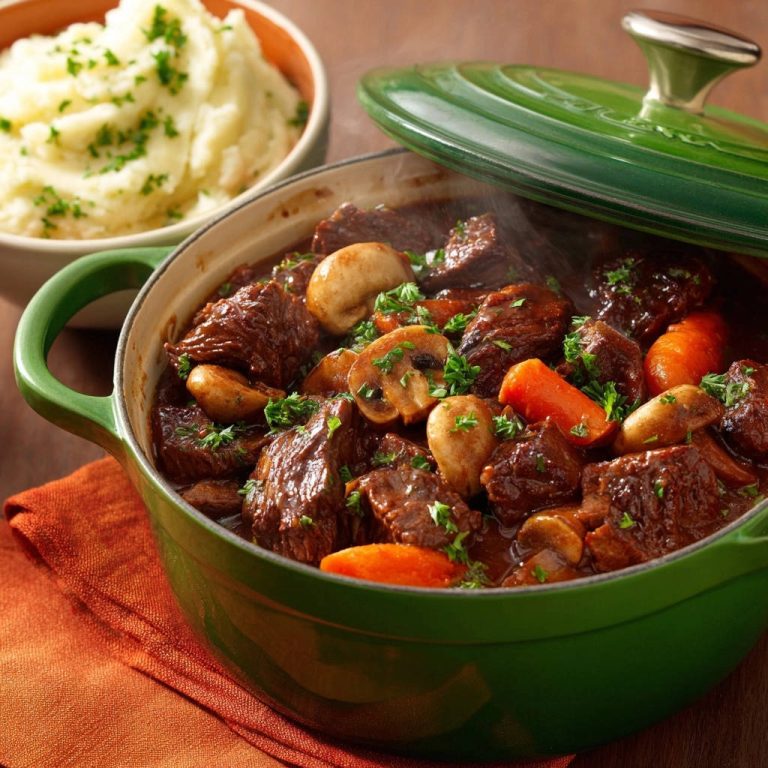 Hearty Beef Stew Steaming Close Up