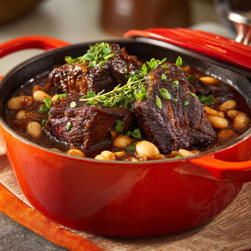 Hearty Braised Beef Beans Close Up Detail 1