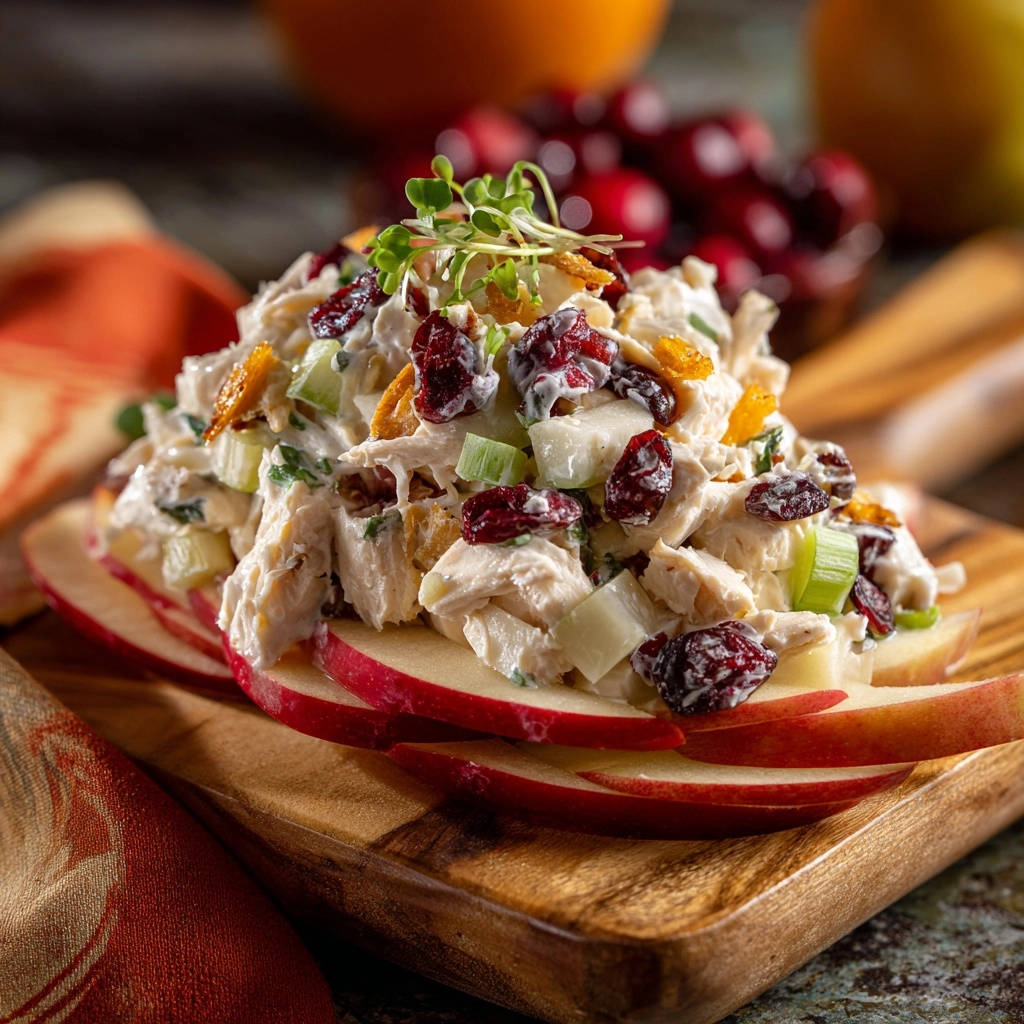 Juicy Cranberry Apple Chicken Salad Plated