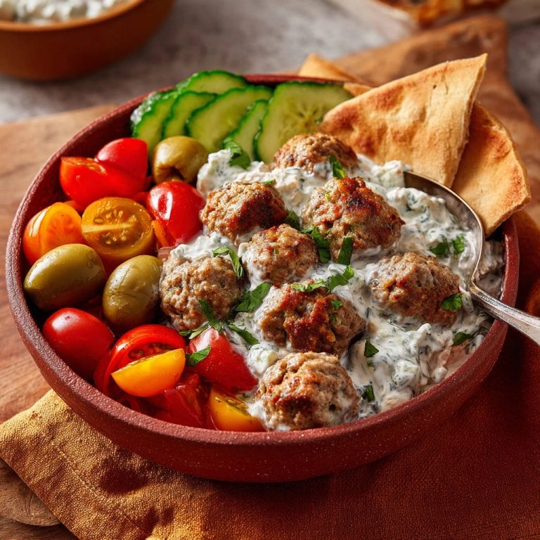 Juicy Mediterranean Meatball Bowls Close Up
