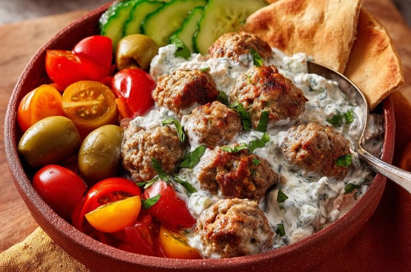 Juicy Mediterranean Meatball Bowls
