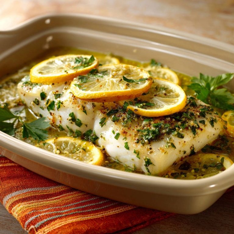 Lemon Herb Baked Fish Close Up Lemon Slices
