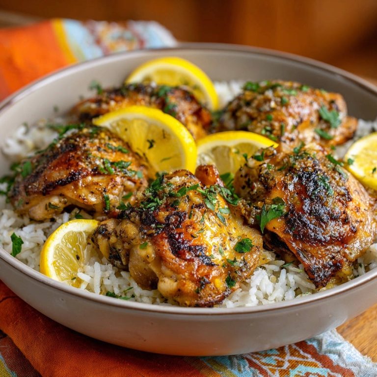 Lemon Herb Chicken Thighs Close Up Plated