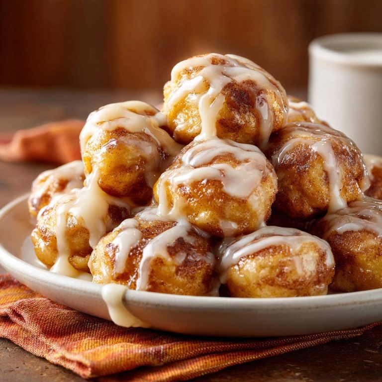 Mini Cinnamon Donut Bites Glazed Close Up