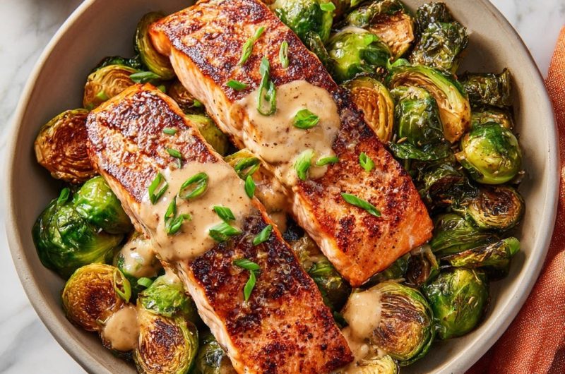 Pan-Seared Salmon & Roasted Brussels Sprouts